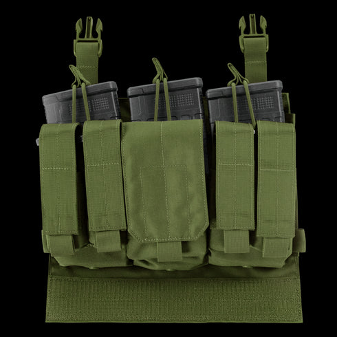 The Condor VAS M14 Recon Panel in olive green features multiple pouches for black magazines, offering versatile ammo and gear storage—perfect for EDC or bushcraft use. Now on sale!.