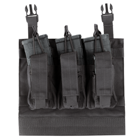 The Condor VAS Kangaroo Mag Panel Gen II is a black tactical pouch with three secure rifle mag slots—ideal for EDC or keeping your gear organized at the shooting range.