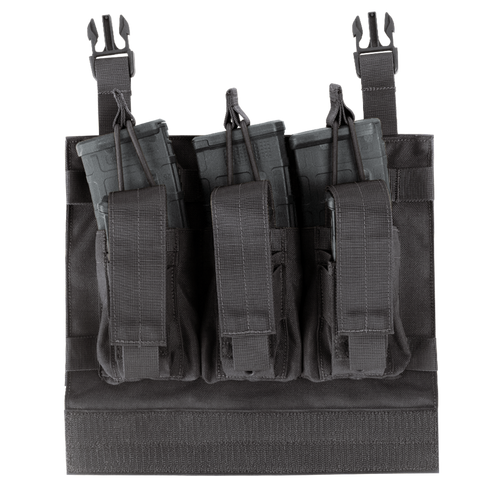 The Condor VAS Kangaroo Mag Panel Gen II is a black tactical pouch with three secure rifle mag slots—ideal for EDC or keeping your gear organized at the shooting range.