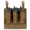 The Condor VAS Kangaroo Mag Panel Gen II is a brown tactical chest rig with three pouches for rifle magazines, secured by straps and buckles—perfect for military use or shooting range days.