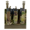 The Condor VAS Kangaroo Mag Panel Gen II in Scorpion OCP holds three rifle magazines in front-facing hook-and-loop flap pouches, secured with adjustable straps—ideal camouflage chest rig for the shooting range.