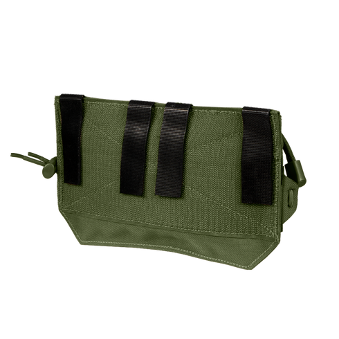 The Condor VA Admin Pouch is a green tactical pouch with three black straps and a zippered closure, designed for easy attachment to gear or bags.