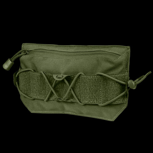Condor VA Admin Pouch in Olive Drab, featuring a zipper, front elastic cord, and hook-and-loop panel, shown against a plain white background.