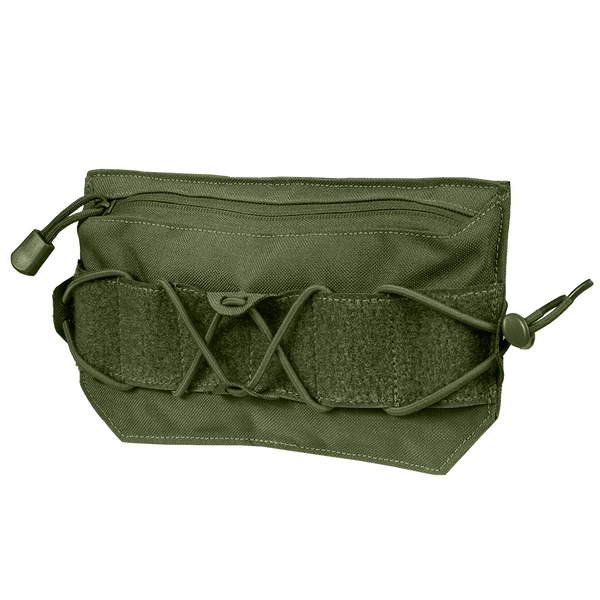 Condor VA Admin Pouch in Olive Drab, featuring a zipper, front elastic cord, and hook-and-loop panel, shown against a plain white background.