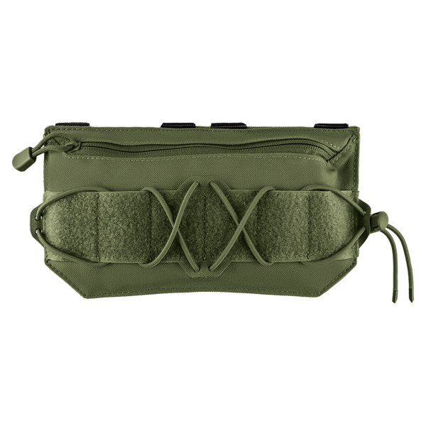Condor VA Admin Pouch in Olive Drab, featuring a zipper, front elastic cord, and hook-and-loop panel, shown against a plain white background.