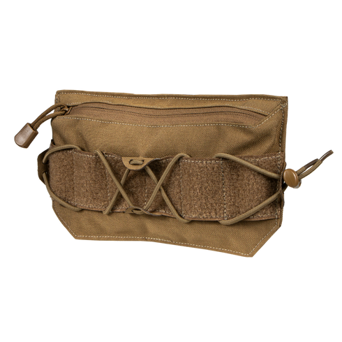 The Condor VA Admin Pouch in coyote brown features a zippered pocket, front bungee cord system, and a hook-and-loop strap on the front.