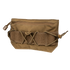 The Condor VA Admin Pouch is a tan tactical pouch with a zippered main compartment, front hook-and-loop panel, and an adjustable elastic cord on the front for securing items.