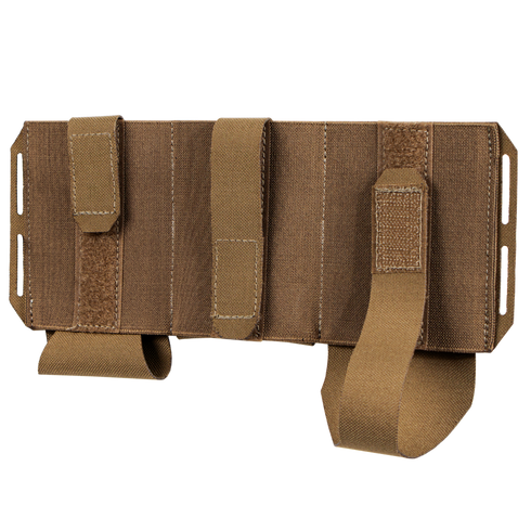 The Condor VAS Flex Placard is a brown tactical MOLLE pouch attachment panel featuring three vertical straps and hook-and-loop closures, shown against a white background.