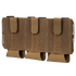 The Condor VAS Flex Placard is a brown triple magazine pouch with three compartments and flap closures, made of durable fabric for secure magazine storage.