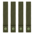 Four Condor Mod Straps - 6" in olive green nylon with snap buttons, arranged vertically in a row on a white background.