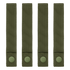 Four Condor Mod Straps - 6" in olive green nylon with snap buttons, arranged vertically in a row on a white background.