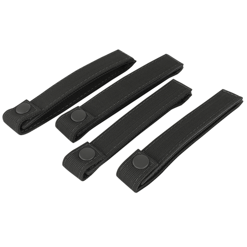 Four Condor Mod Straps - 6 in black nylon with snap buttons, arranged parallel on a flat surface.