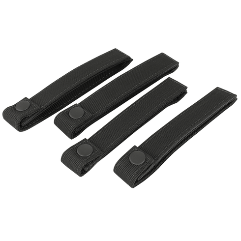 Four Condor Mod Straps - 6 in black nylon with snap buttons, arranged parallel on a flat surface.