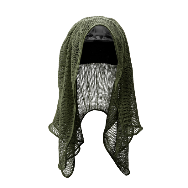 The Condor Sniper Veil in Olive Drab is a green mesh netting shown draped over a helmet against a plain white background.