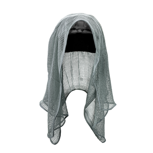 The Condor Sniper Veil in foliage features a metallic mesh hood that drapes down, offering a loose, open structure with a wide front opening and partially covered top.