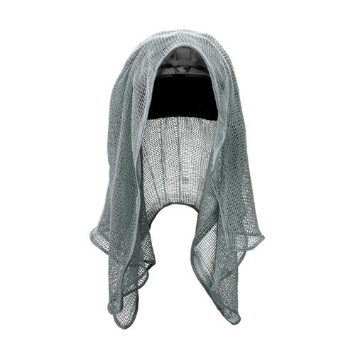 The Condor Sniper Veil in foliage features a metallic mesh hood that drapes down, offering a loose, open structure with a wide front opening and partially covered top.