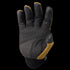 The Condor Stryker Padded Knuckle Glove, in black and yellow with textured fingertips for durability and grip, is ideal for law enforcement or first responders and is shown palm up.