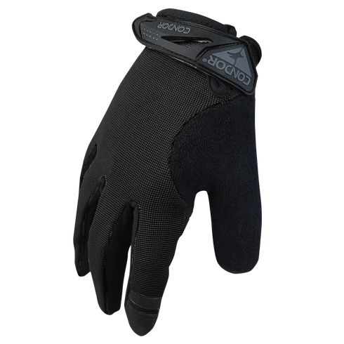 The Condor Shooter Glove is a black, full-finger glove with textured fabric and a Velcro strap labeled Condor on the wrist.