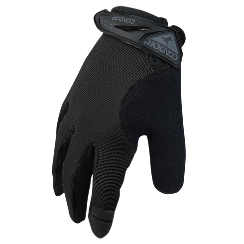 The Condor Shooter Glove is a black, full-finger glove with textured fabric and a Velcro strap labeled Condor on the wrist.