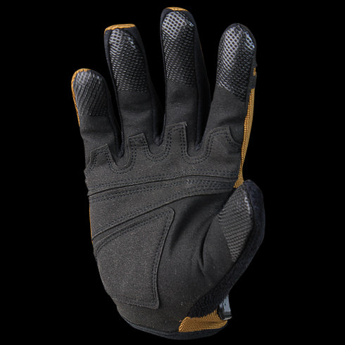 The Condor Shooter Glove, shown palm side up, features a black design with textured fingertip grip and a reinforced palm.