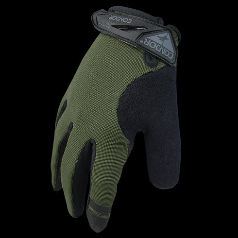 The Condor Shooter Glove is a green and black tactical glove featuring reinforced knuckles, an adjustable wrist strap, and the Condor logo.
