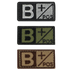 The Condor Blood Type Patch features B+ POS in black/gray, green/black, and brown/tan color schemes—perfect for EDC, bushcraft, or military gear.