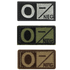 The Condor Blood Type Patch set includes three rectangular patches labeled O NEG in black, green, and tan—perfect for military, law enforcement, or EDC setups to indicate O negative blood type.
