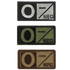 The Condor Blood Type Patch set includes three rectangular patches labeled O NEG in black, green, and tan—perfect for military, law enforcement, or EDC setups to indicate O negative blood type.