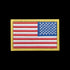 The Condor Reversed Flag Patch is a rectangular embroidered US flag patch with a gold border, featuring thirteen red and white stripes and fifty white stars on a blue field.
