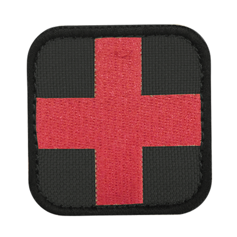 The Condor Medic Patch features a square design with a red cross centered on a black background and bordered by a black edge—ideal for military or first responder use.