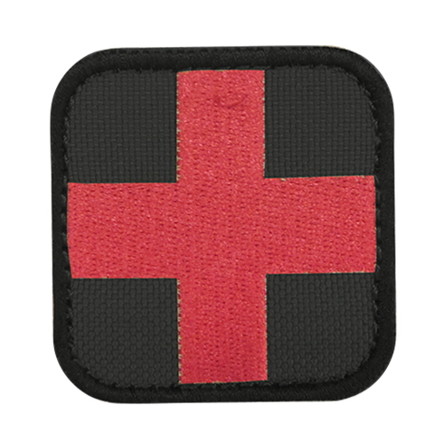 The Condor Medic Patch features a square design with a red cross centered on a black background and bordered by a black edge—ideal for military or first responder use.
