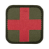 The Condor Medic Patch is a fabric military patch with a red cross on an olive green background and rounded black edges—ideal for bushcraft or use at the shooting range.
