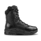 The Condor Brigade 8" Tactical Boots - Zip (Black) feature a side zipper, lace-up front, textured sole, and reinforced panels, shown on a white background.