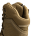 Close-up of the upper part of the Condor Brigade 8" Tactical Boots - Zip (Coyote Brown), highlighting textured fabric, lacing eyelets, and reinforced stitching.