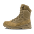 The Condor Brigade 8" Tactical Boots - Zip (Coyote Brown) feature a high ankle, textured panels, lace-up front, rugged rubber sole, and reinforced stitching, shown against a white background.