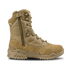 Condor Brigade 8" Tactical Boots - Zip (Coyote Brown) feature a lace-up front, side zipper, textured sole, and reinforced panels, displayed in profile against a white background.
