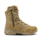 The Condor Brigade 8" Tactical Boots - Zip (Coyote Brown) feature a rugged sole, side zipper, laces, and reinforced panels for durability and outdoor performance.