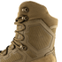 Close-up of Condor Brigade 8" Tactical Boots - Zip (Coyote Brown) showing textured fabric, hexagonal side panels, and metal eyelets for laces.