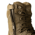 Close-up of Condor Brigade 8" Tactical Boots - Zip in coyote brown, featuring a side zipper, brown laces, metal eyelets, and the Condor logo on the upper part.