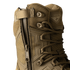 Close-up of Condor Brigade 8" Tactical Boots - Zip in Coyote Brown, featuring a side zipper, laces, textured fabric, and the Condor logo on the tongue.