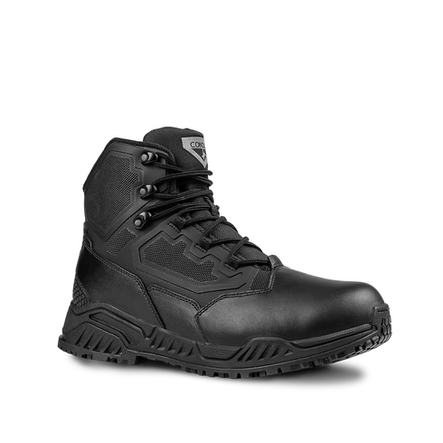 The Condor Brigade 6" Tactical Boots (Black) feature a rugged sole, lace-up front, reinforced toe, and padded ankle support, shown against a plain white background.