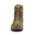 The Condor Brigade 8" Tactical Boots - AR670 are tan military-style boots featuring a high ankle, front laces, rugged sole, and a Condor logo on the tongue, shown from the front against a white background.