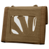 The Condor Vault Tri-Fold Wallet is a tan fabric pouch with a clear front window, designed for first responders or law enforcement to securely hold and display IDs or documents.
