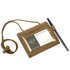 The Condor Vault Tri-Fold Wallet is a tan nylon ID holder with a clear card window, attached neck lanyard, and elastic pen loop. Perfect for law enforcement or military professionals.