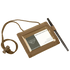 The Condor Vault Tri-Fold Wallet is a tan nylon ID holder with a clear card window, attached neck lanyard, and elastic pen loop. Perfect for law enforcement or military professionals.