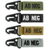 The Condor Blood Type Key Chain features AB NEG on an Olive Drab fabric band with a hook.