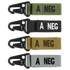 The Condor Blood Type Key Chain features an Olive Drab fabric tag with a black clip, labeled A NEG in bold letters to indicate blood type.