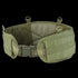 The Condor Battle Belt Gen II is an olive green tactical utility belt with padded mesh lining, MOLLE webbing, a plastic buckle, and metal D-rings.
