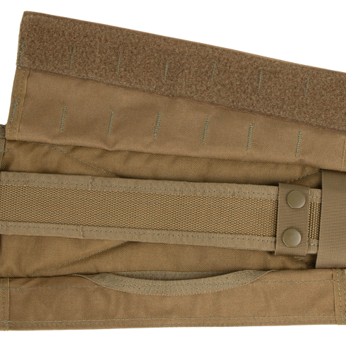 Close-up of the Condor Battle Belt Gen II in tan, showcasing hook-and-loop fasteners, snap buttons, and webbing details.