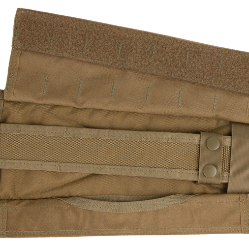 Close-up of the Condor Battle Belt Gen II in tan, showcasing hook-and-loop fasteners, snap buttons, and webbing details.